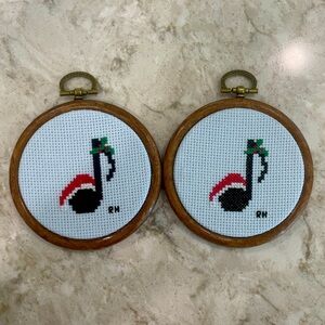 Santa Hat Musical Cross Stitch Christmas Decorations!
